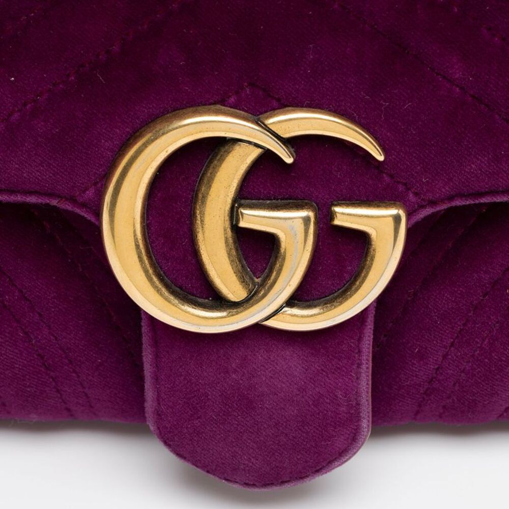 Gucci Matelasse Velvet GG Marmont Mini Flap  Bag - Picture 9 of 15
